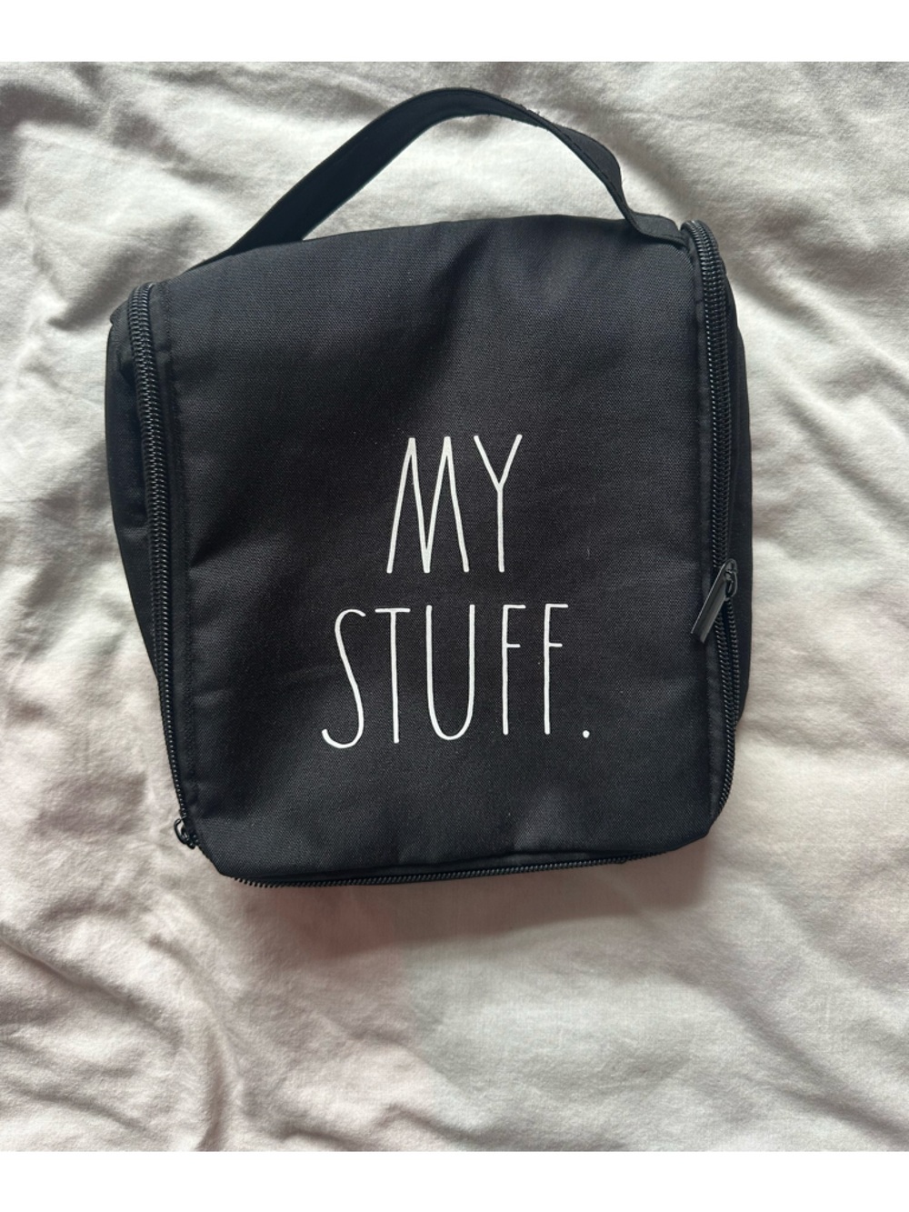 Rae Dunn “My Stuff” Black Travel Toiletry Organizer Bag Zip Case